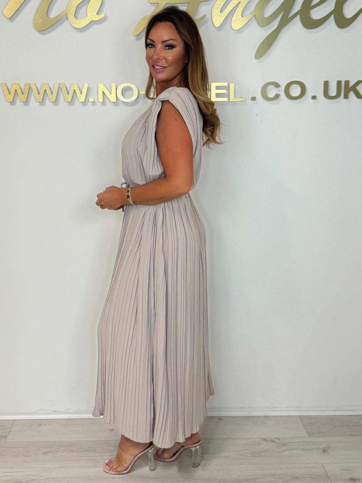 Pleated Tie Waist Midi Dress (Buy 2 Free Shipping)