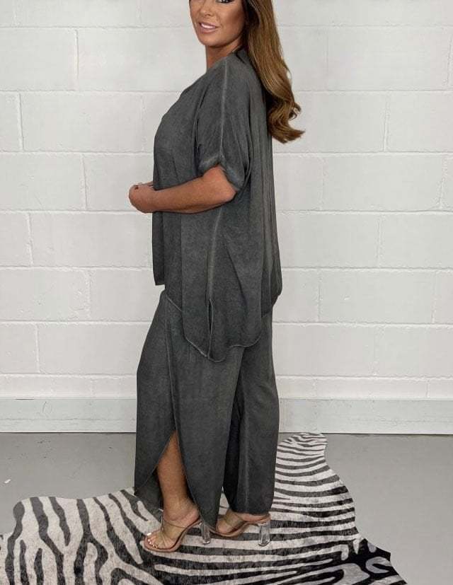 Relaxed Fit Casual Top & Wide Leg Pants Two Piece Set (Buy 2 Free Shipping)