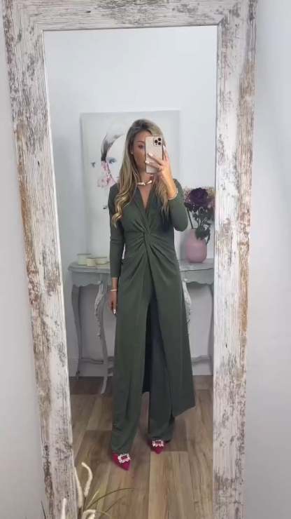 2 Pieces Suit With Long Top Matching Trouser(Buy 2 Free Shipping)