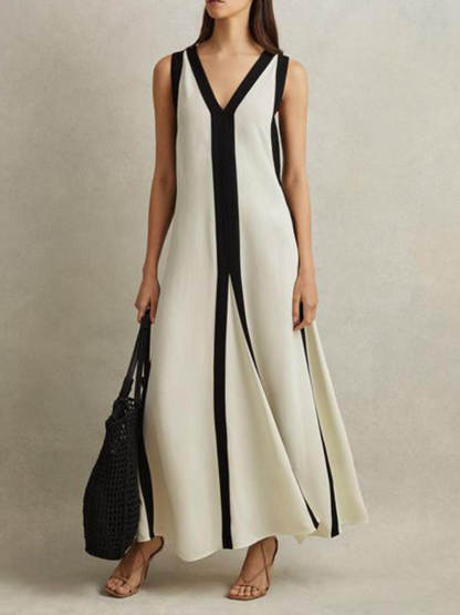 Reversible Style Colorblock A-Line Maxi Dress (Buy 2 Free Shipping)