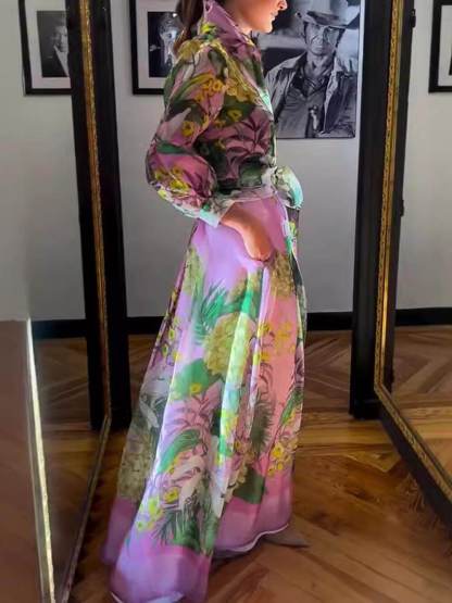 Elegant And Mature Floral Print Maxi Skirt Set (Free Shipping)