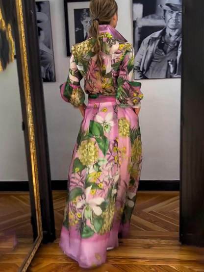 Elegant And Mature Floral Print Maxi Skirt Set (Free Shipping)