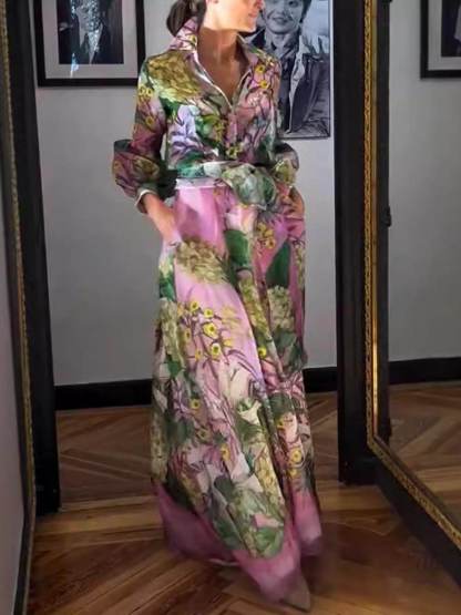Elegant And Mature Floral Print Maxi Skirt Set (Free Shipping)