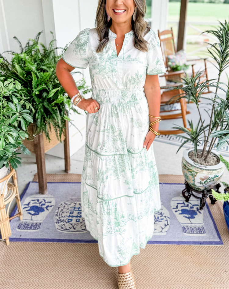 Classic Charm Toile Maxi Dress
