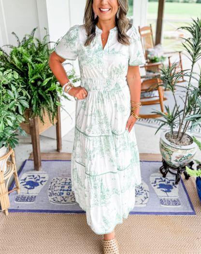 Classic Charm Toile Maxi Dress