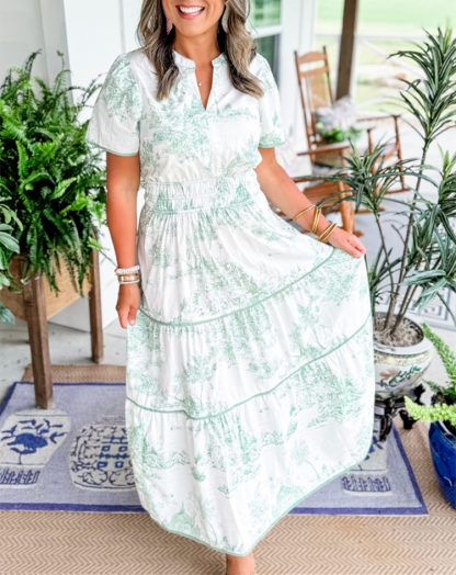 Classic Charm Toile Maxi Dress