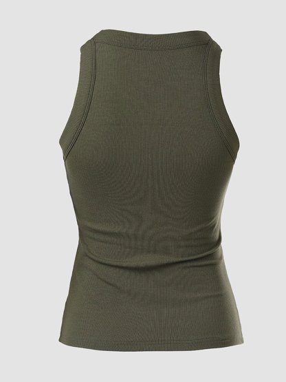 Last Day Promotion🔥Round Neck Built-in Bra Ribbed Tank Top(Buy 2 Free Shipping)