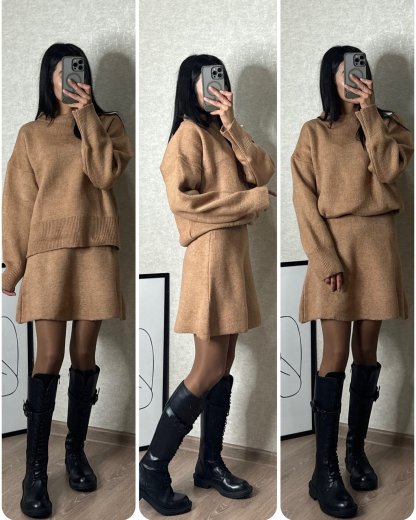 Knitted Skirt Suit (Top + skirt) 🔥 Buy 2 Free Shipping