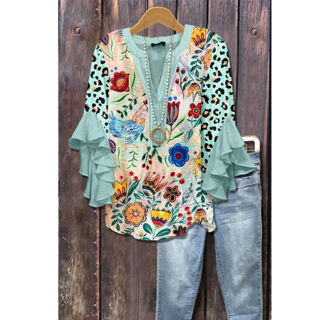 Classy Mixed Floral Vintage Blouse