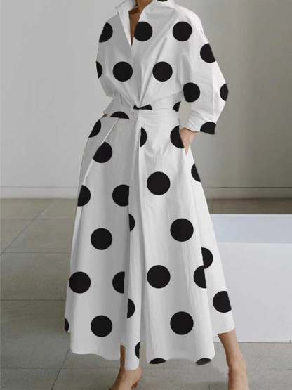 Plain Lapel Shirt Wrap Dress (Buy 2 Free Shipping)