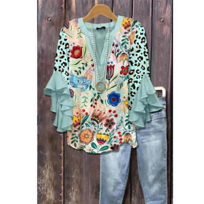 Classy Mixed Floral Vintage Blouse