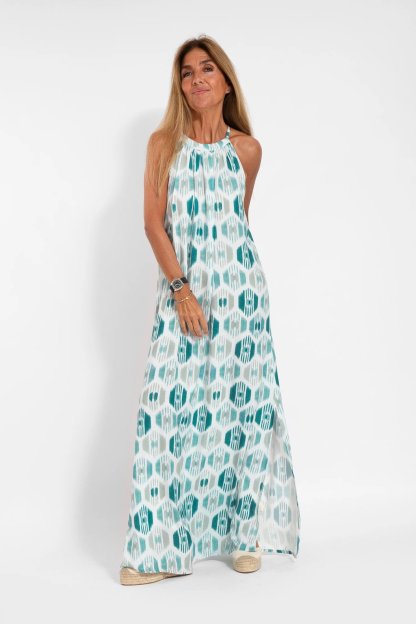 2024 Hot Sale🔥Linen Blend Halter Maxi Dress