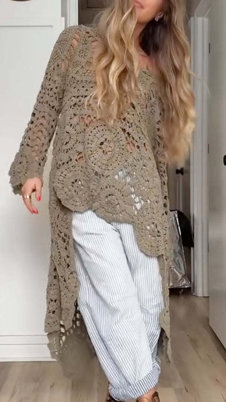 Relaxed Crochet Longline Top (Buy 2 Free Shipping)