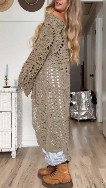 Relaxed Crochet Longline Top (Buy 2 Free Shipping)