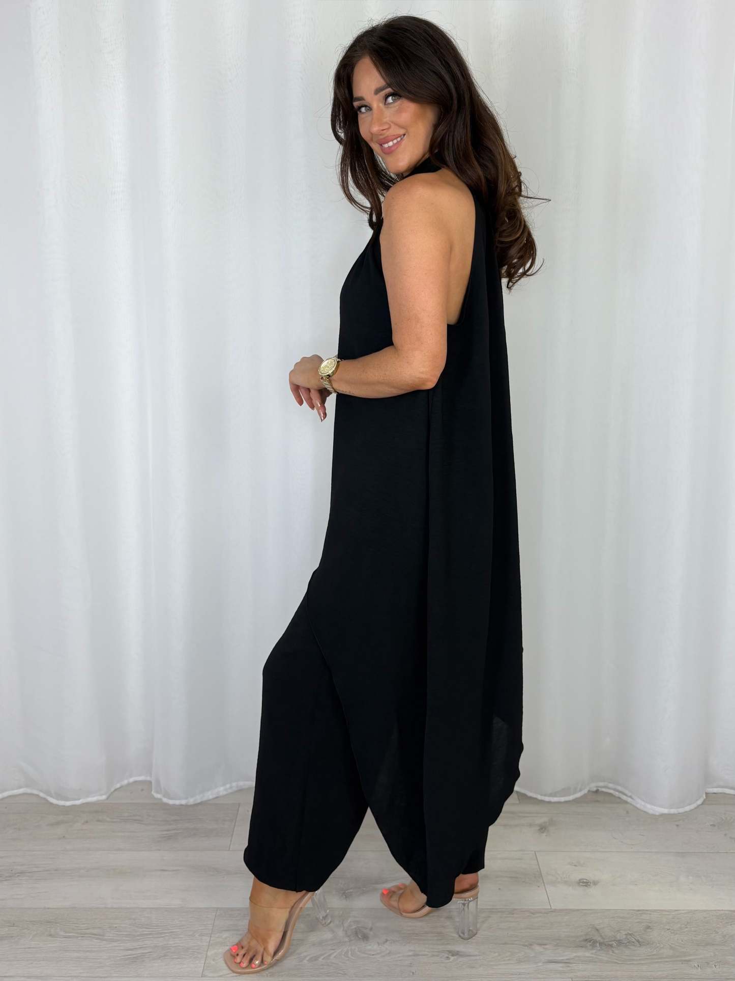 Halter Neck Long Asymmetric Top And Harem Trouser Co-Ord (8 Colours)