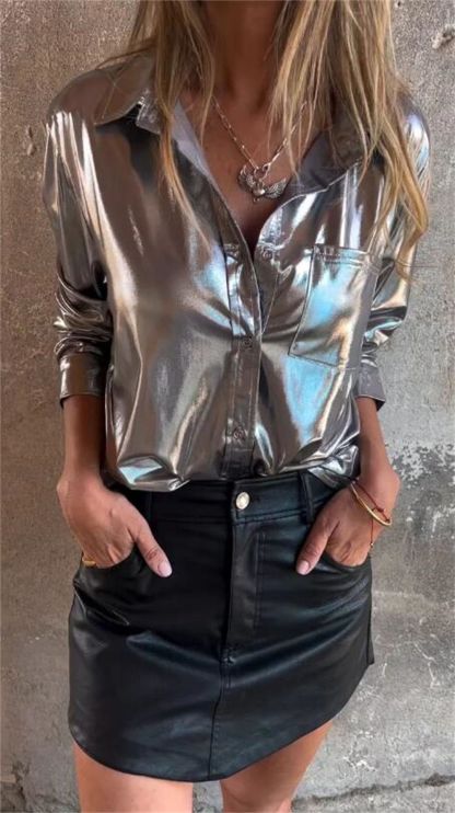 Last Day 70% OFF🔥Lapel Long Sleeve Lustrous Shirt (Buy 2 Free Shipping)