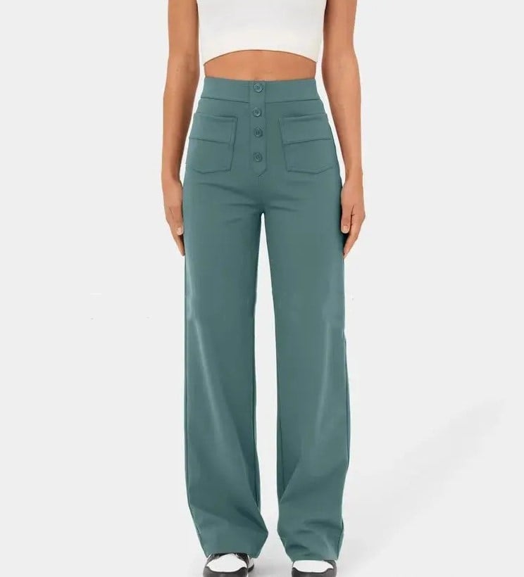 High Waisted Elastic Straight Leg Casual Pants(Buy 2 Free Shipping)