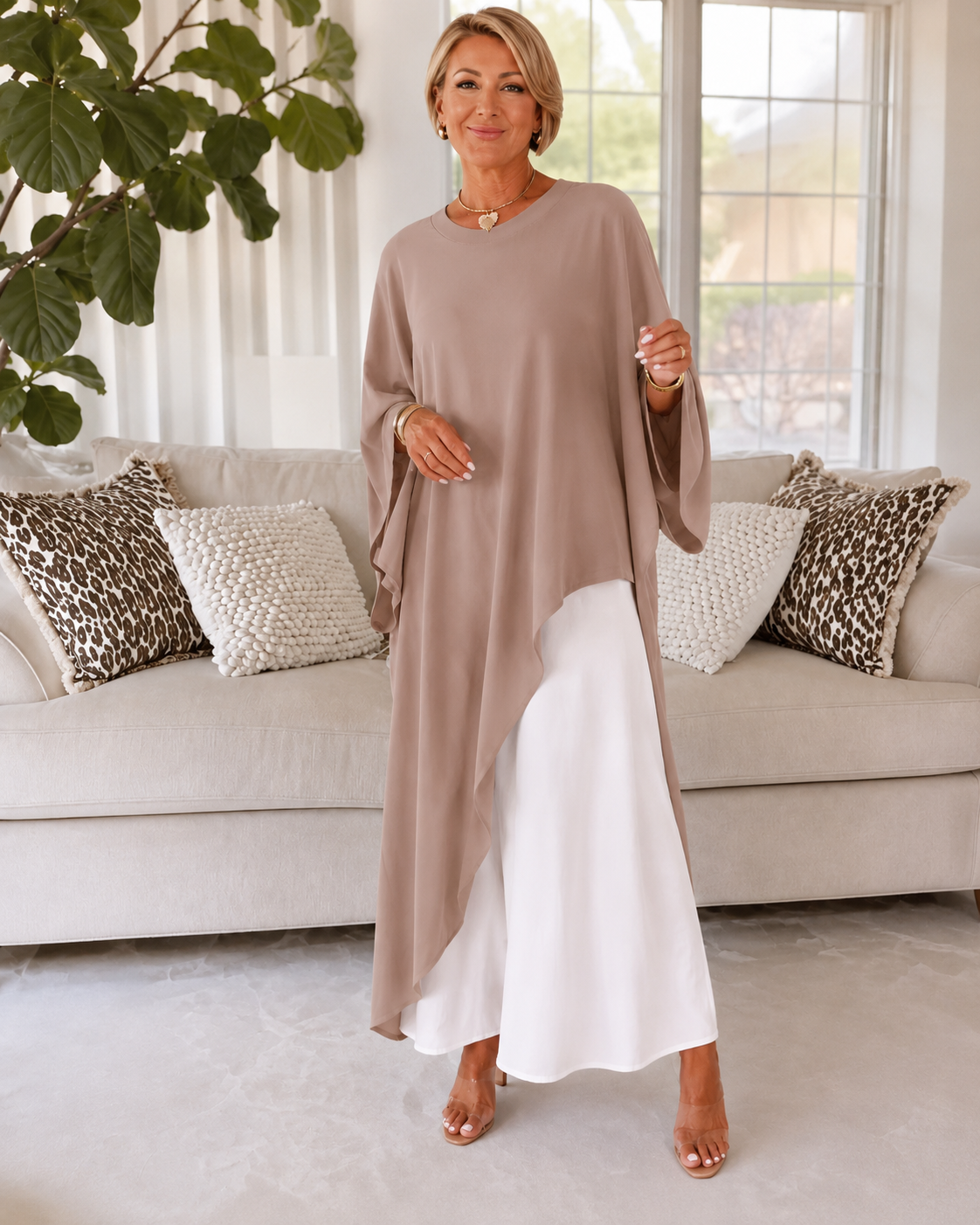 Elegant Asymmetric Tunic & Maxi Skirt Set (Buy 2 Free Shipping)
