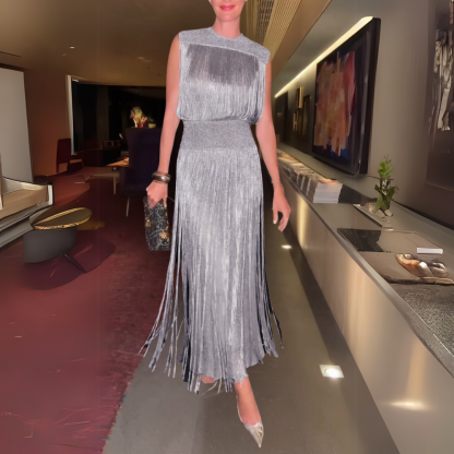 Glamorous Fringe Evening Dress (Buy 2 Free Shipping)