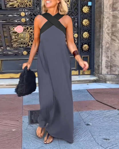 Cross Halter Neck Maxi Dress (Buy 2 Free Shipping)