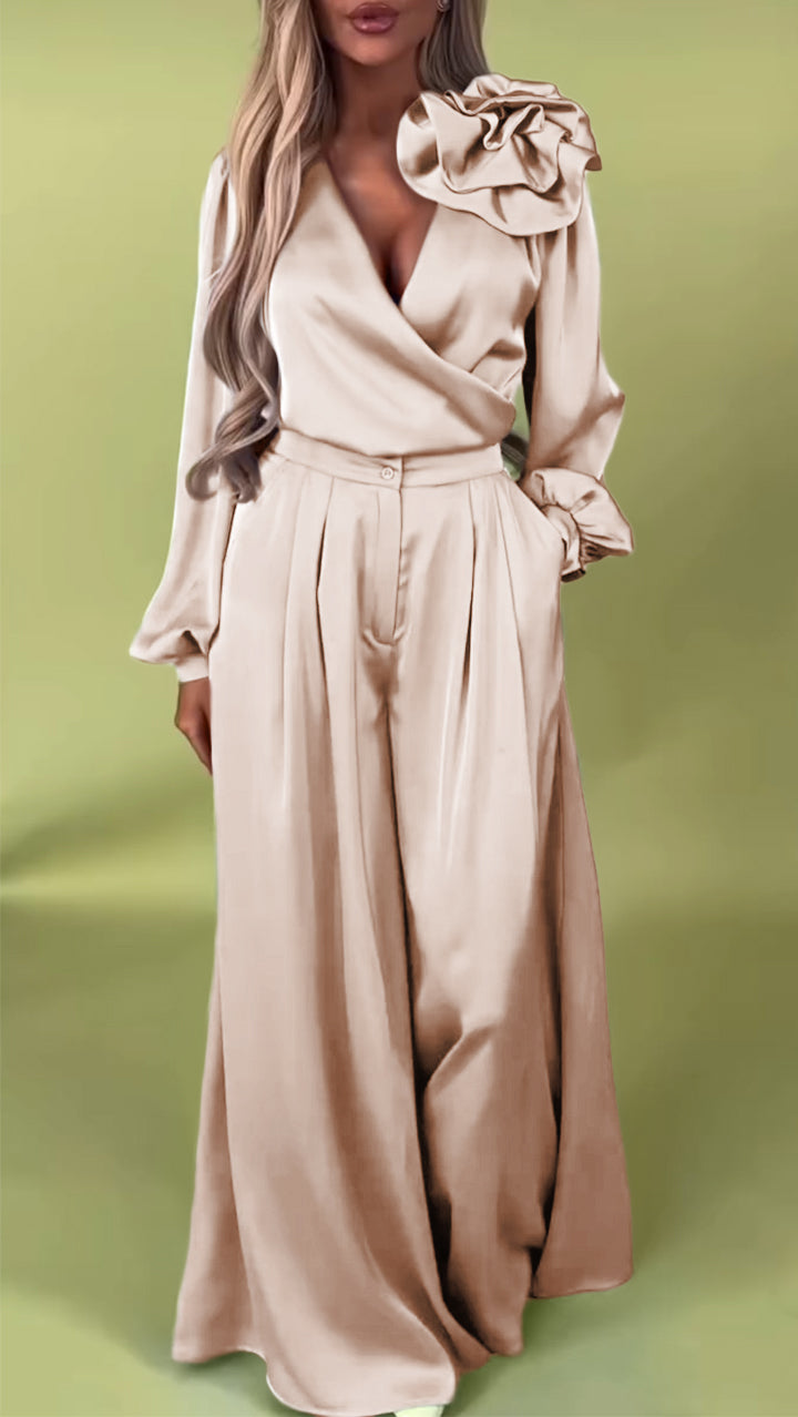 Elegant V-neck Satin Two-Piece Suits  (Buy 2 Free Shipping)