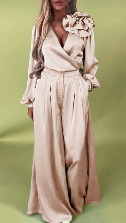 Elegant V-neck Satin Two-Piece Suits  (Buy 2 Free Shipping)