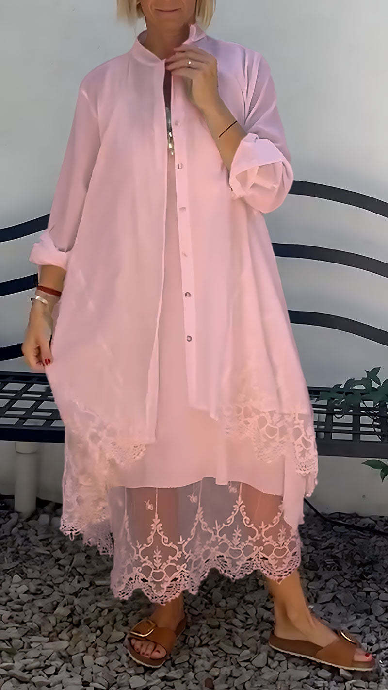 Elegant Printed Hollow Suspender Skirt & Cardigan Casual Set (Buy 2 Free Shipping)