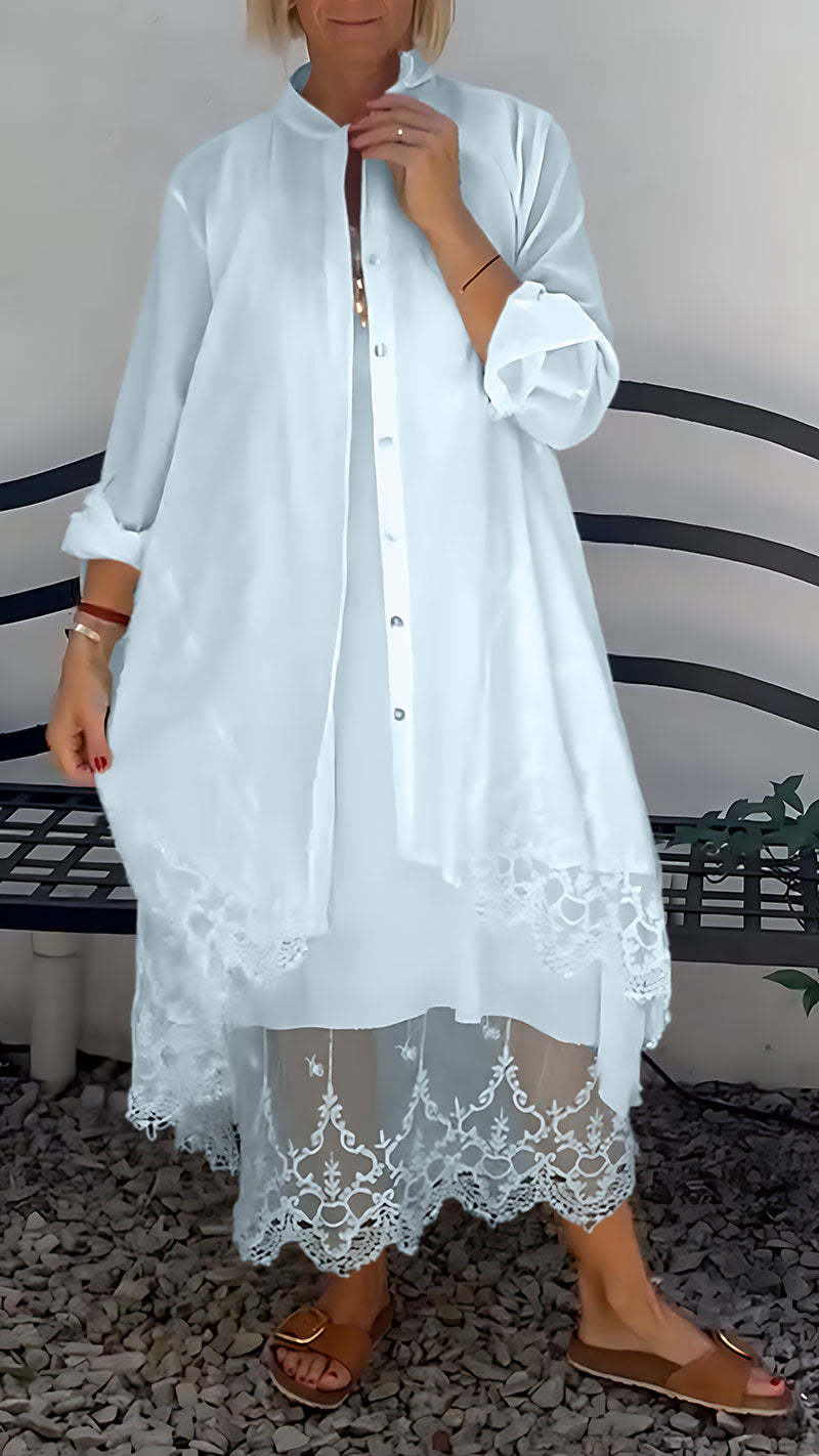 Elegant Printed Hollow Suspender Skirt & Cardigan Casual Set (Buy 2 Free Shipping)