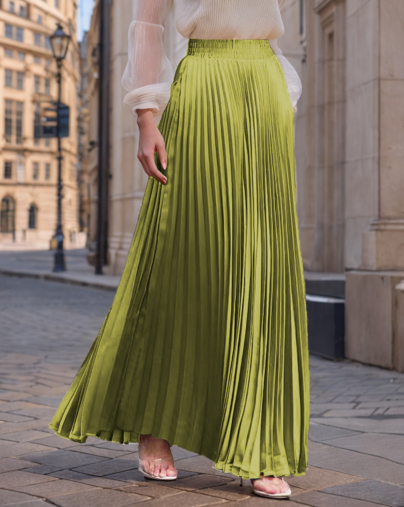 Elegant Satin Pleated Maxi Skirt (Buy 2 Free Shipping)