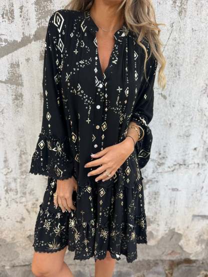 2024 HOT SALE🔥 Comfortable Stretchy V Neck Printed Party Dresses