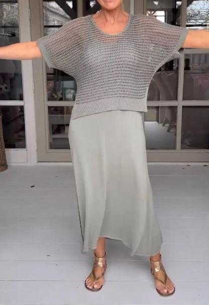 Casual Suspender Dress and Hollow Blouse Two-piece Suit (Buy 2 Free Shipping)