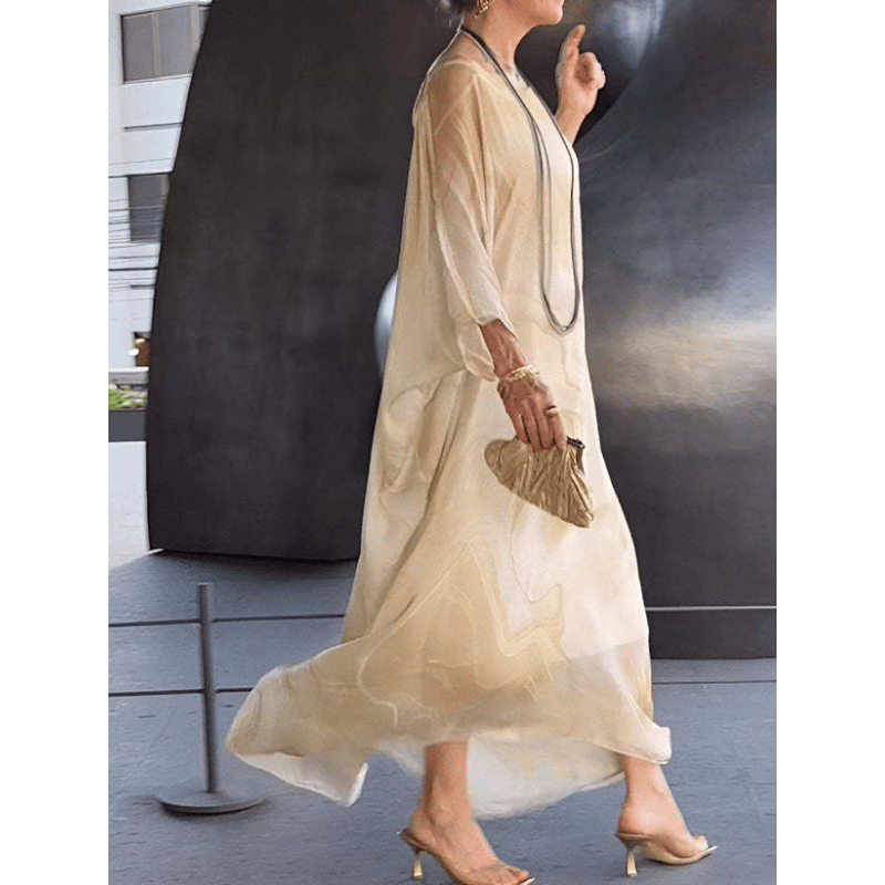 Last Day 49% OFF🔥Elegant Chiffon Marbleized Print Dress(BUY 2 FREE SHIPPING)