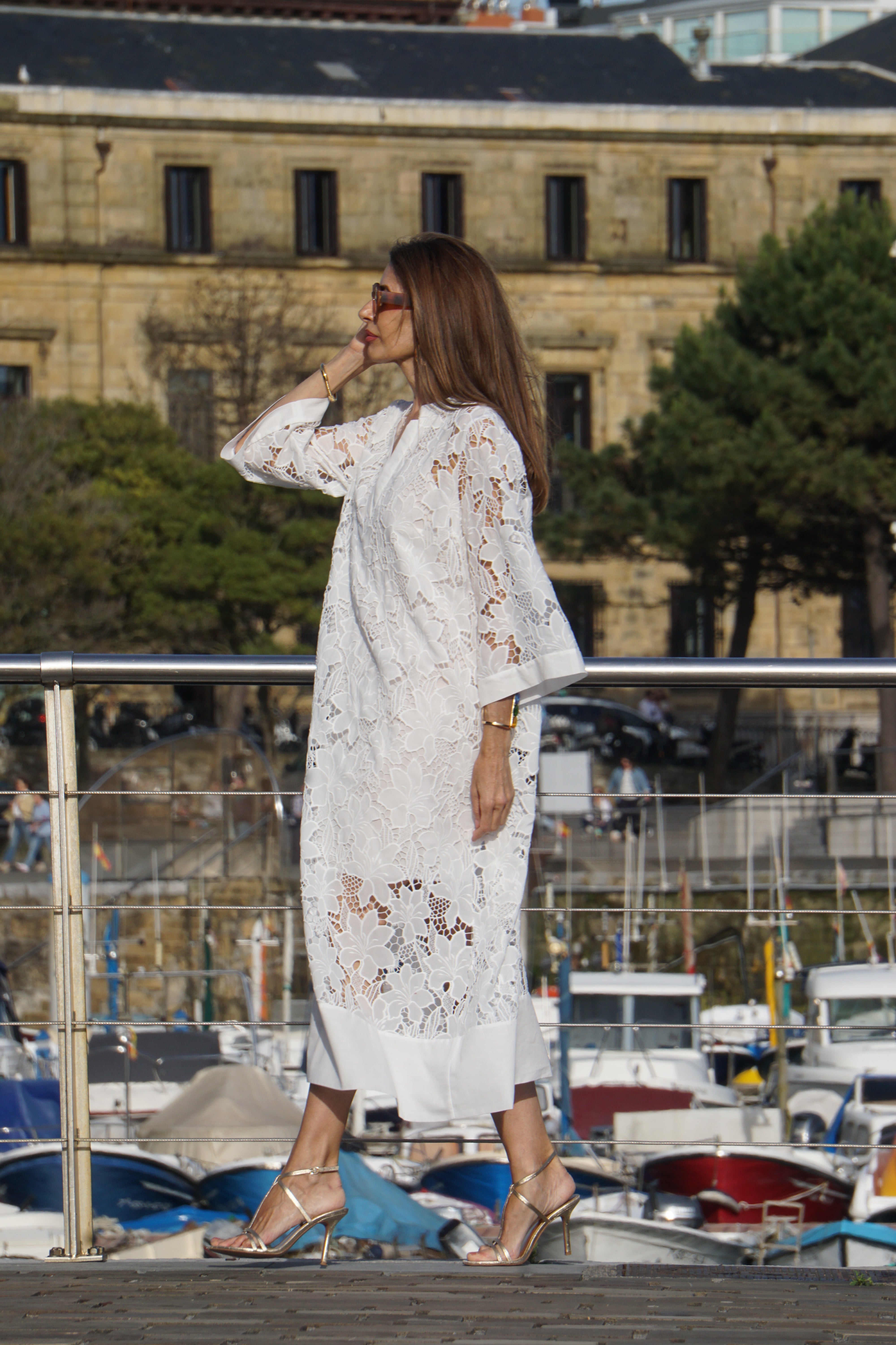  Flower Lace Bell Sleeve Loose Midi Dress (Buy 2 Free Shipping)