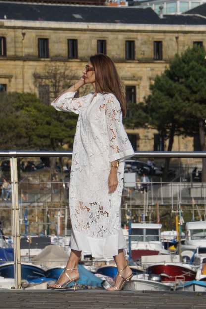  Flower Lace Bell Sleeve Loose Midi Dress (Buy 2 Free Shipping)