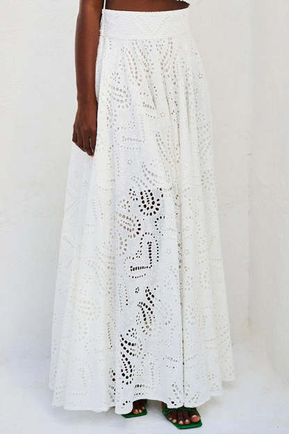 Paris Dreaming Embroidered Lace High Rise Pocketed Maxi Skirt and Crop Tank Top(Buy 2 Free Shipping)
