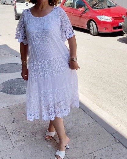 Lace Patchwork Midi Dress (Buy 2 Free Shipping)