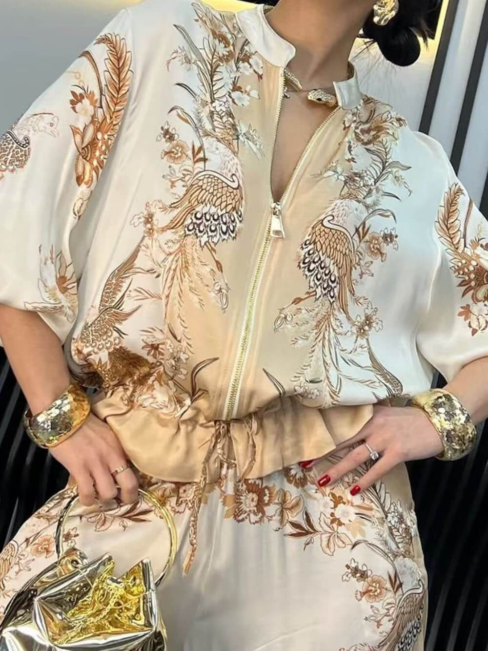 Unique Floral Print Tops & Wide Leg Pants 2 Piece Set ( Buy 2 Free Shi