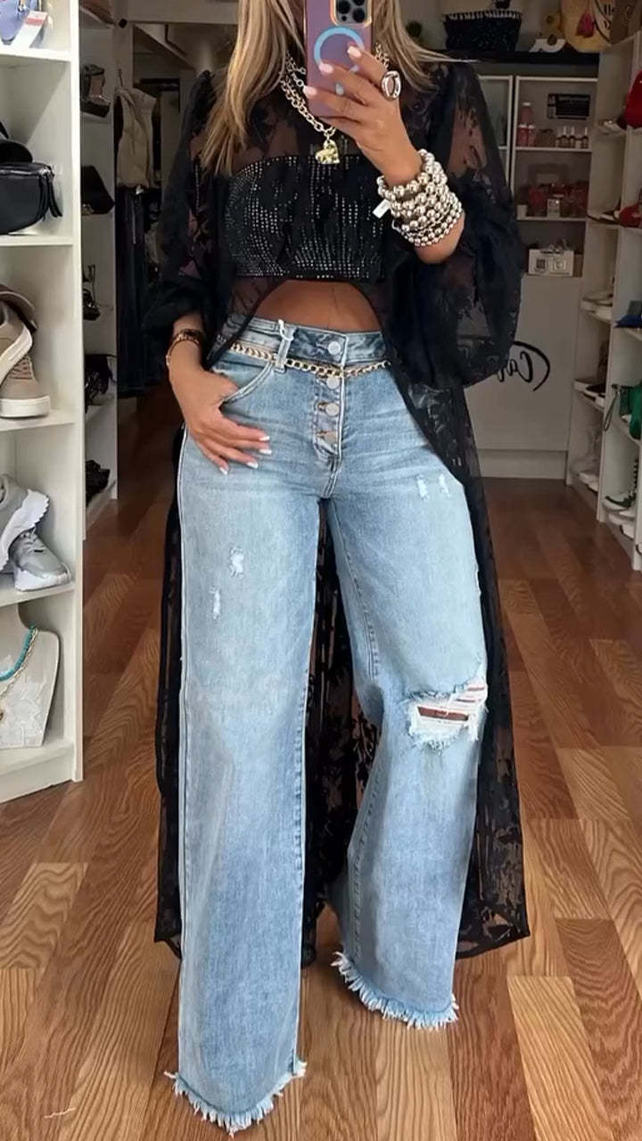 Round Neck Lace Short Front and Long Back Casual Top (Buy 2 Free Shipping)
