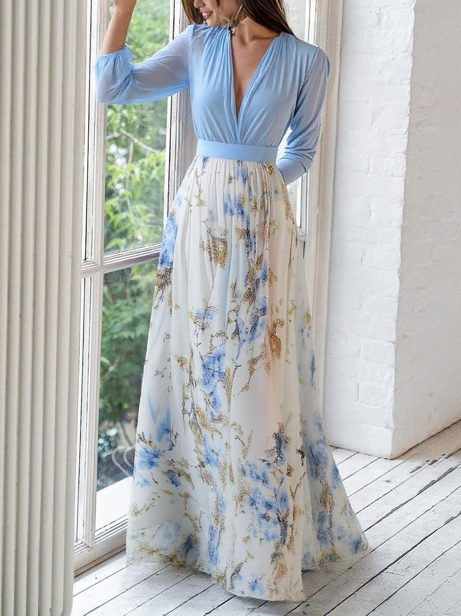 Elegant Chiffon Long Sleeve Maxi Dress (Buy 2 Free Shipping)