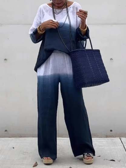Last Day 49% OFF🔥Chic Cotton Linen Gradient Two-Piece Set(Buy 2 Free Shipping)