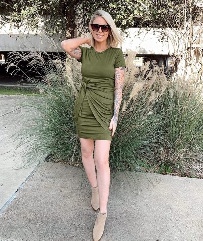 Last Day Promption🔥Casual Short Sleeve Ruched Tank T Shirt Dress❤️Buy 2 Free Shipping
