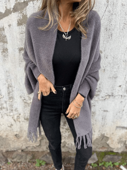 Long Sleeve Casual Tassel Shawl Coat(Buy 2 Free Shipping)