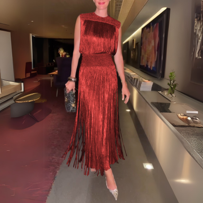 Glamorous Fringe Evening Dress (Buy 2 Free Shipping)