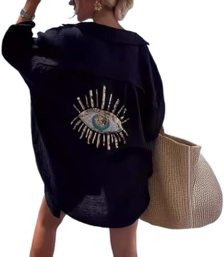Embroidered Evil Eye Beach Cover-Up Shirt (Buy 2 Free Shipping)