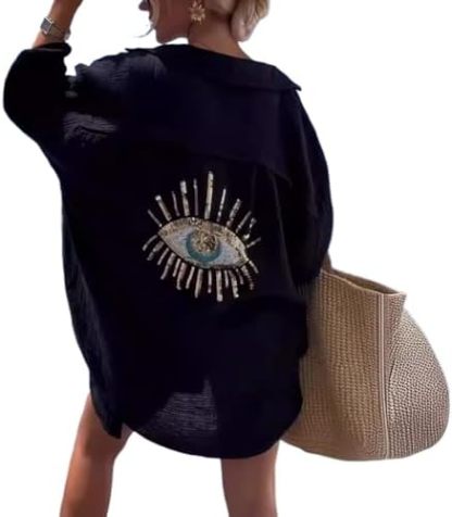 Embroidered Evil Eye Beach Cover-Up Shirt (Buy 2 Free Shipping)