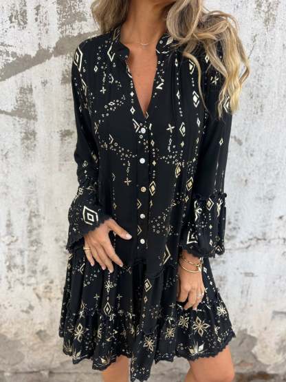 2024 HOT SALE🔥 Comfortable Stretchy V Neck Printed Party Dresses