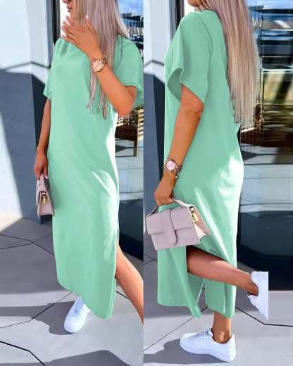 Relaxed Split T-Shirt Dress (Buy 2 Free Shipping)