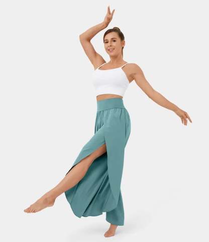 High Waisted Back Waistband Pocket Wide Leg Pants(Buy 2 Free Shipping)