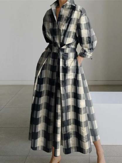 Plain Lapel Shirt Wrap Dress (Buy 2 Free Shipping)