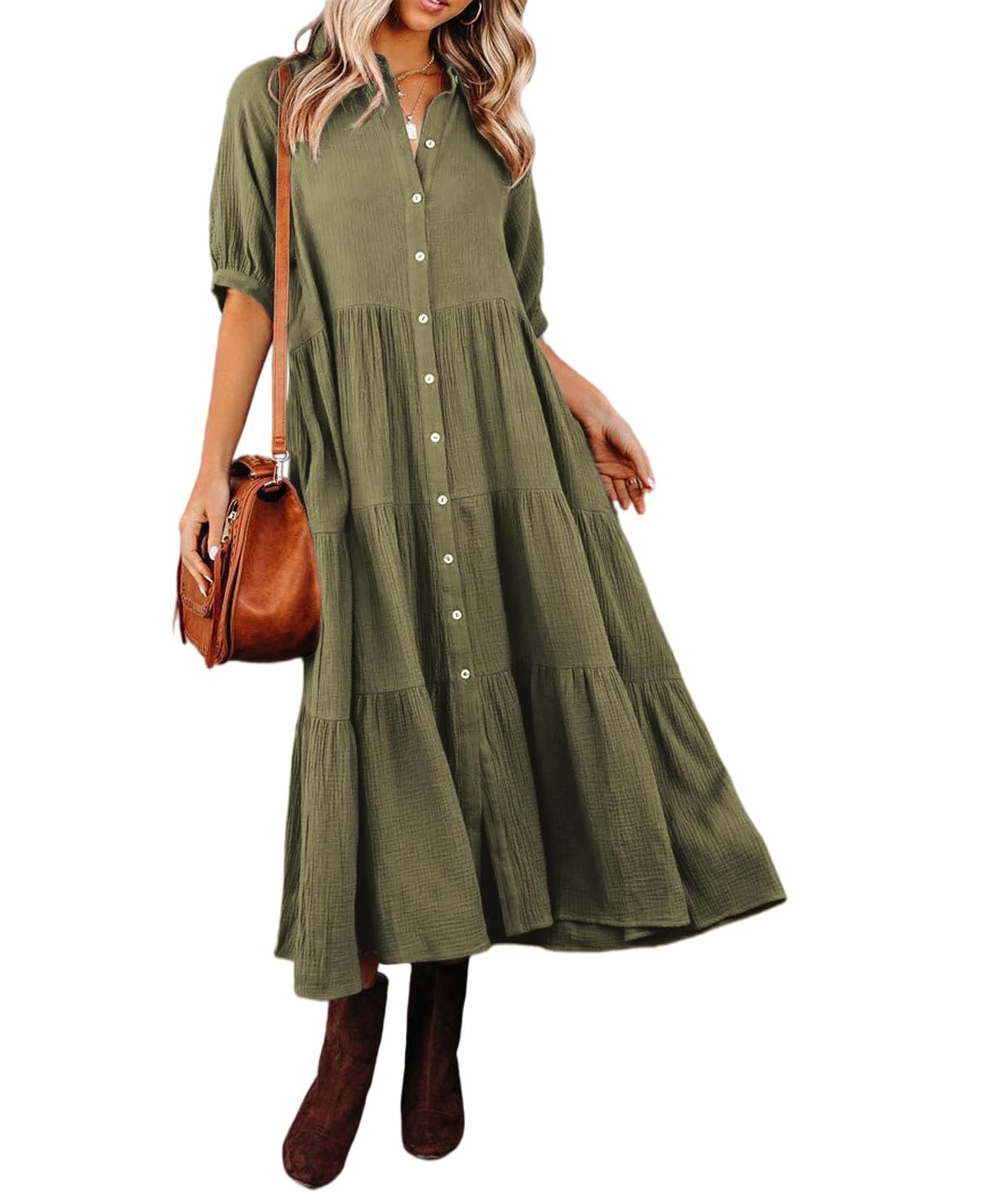 2024 Hot Sale❤️Half Sleeves Dress with Pockets(Buy 2 Free Shipping)